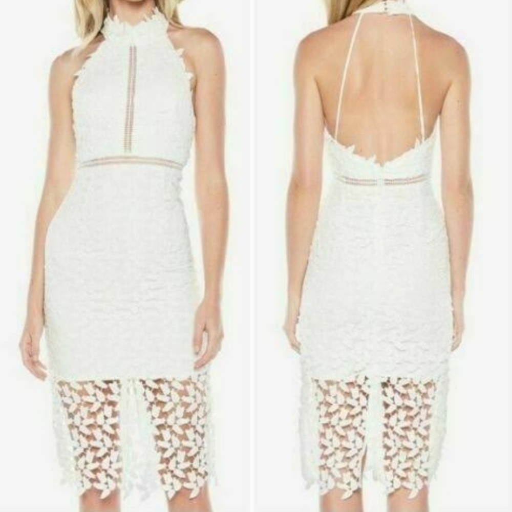 NEW Bardot Gemma Halter Neck White Lace Dress